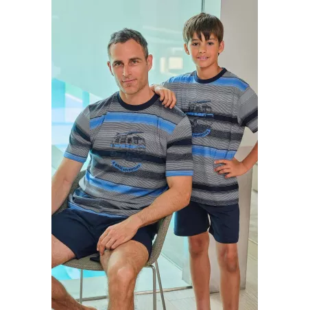 Herren Sommerpyjama 265020 Blau Muslher