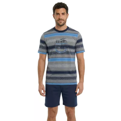 Herren Sommerpyjama 265020 Blau Muslher