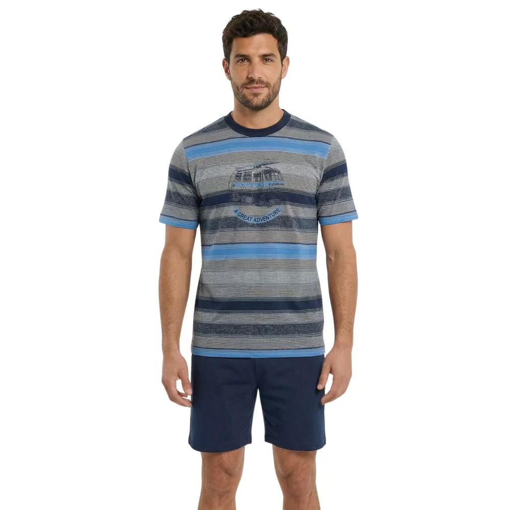 Herren Sommerpyjama 265020 Blau Muslher