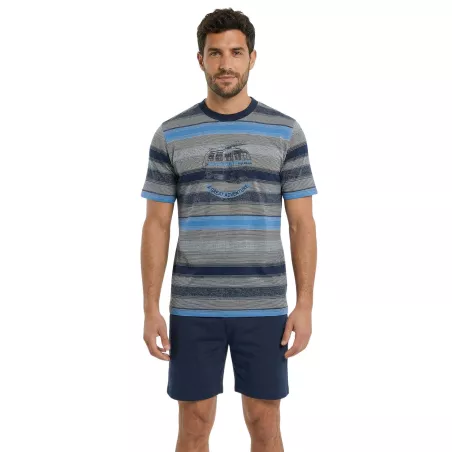 Herren Sommerpyjama 265020 Blau Muslher