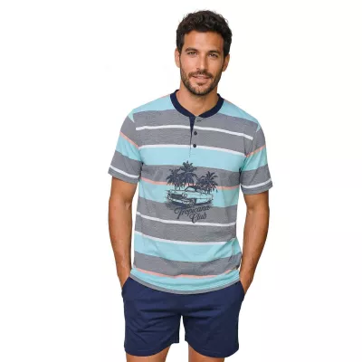 Herren Sommer Pyjama 265016 Grau Muslher