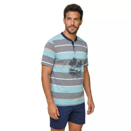 Herren Sommer Pyjama 265016 Grau Muslher
