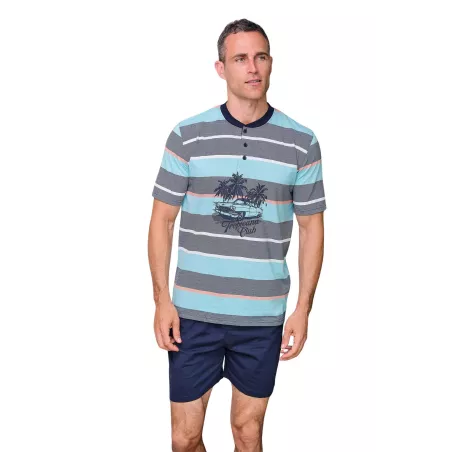 Herren Sommer Pyjama 265016 Grau Muslher