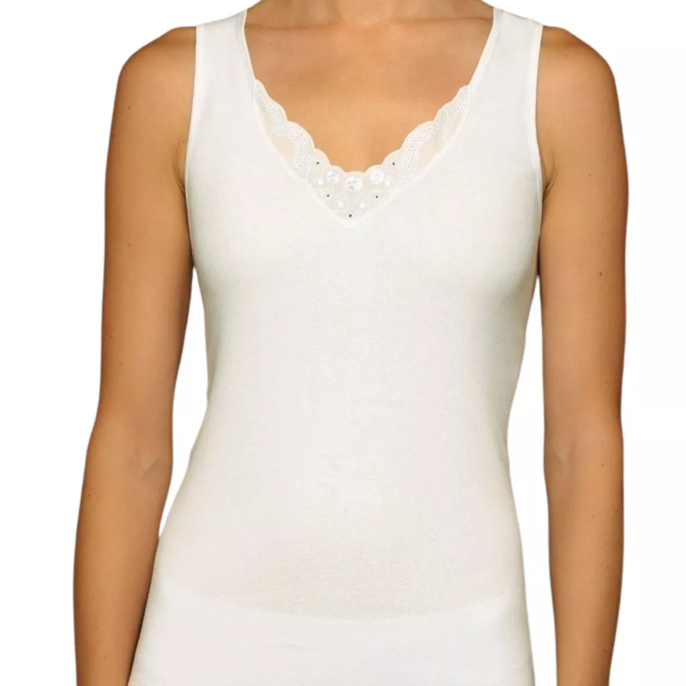 Débardeur 7505 large en coton avec décolleté brodé Avet