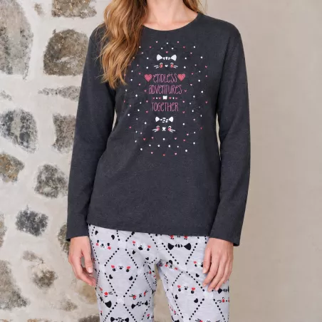 Pijama Mujer Invierno P761235 Gris Massana