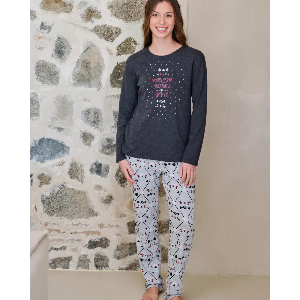 Pijama Mujer Invierno P761235 Gris Massana