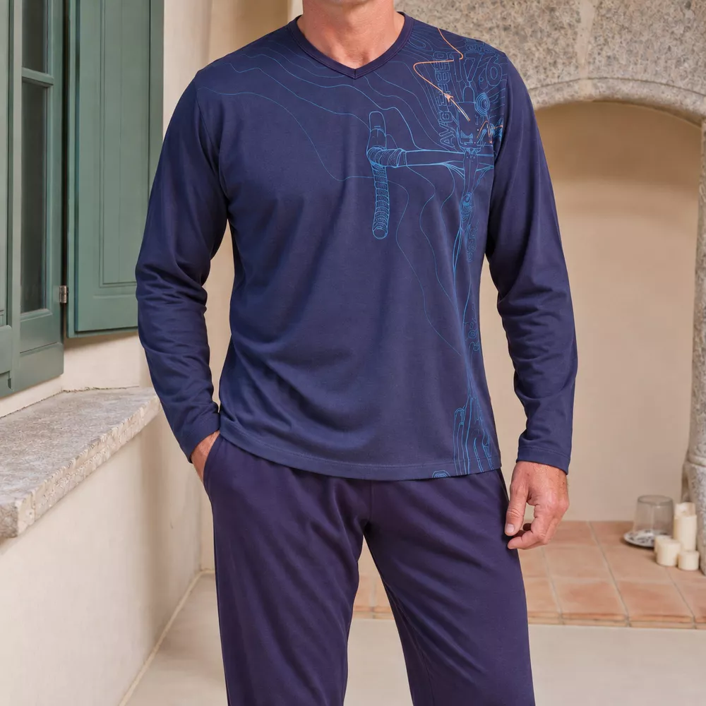 Pijama Hombre Invierno P761301 Azul Massana