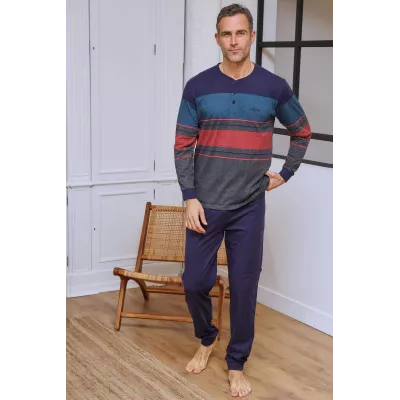 Pigiama da uomo invernale 265633 blu marino Muslher