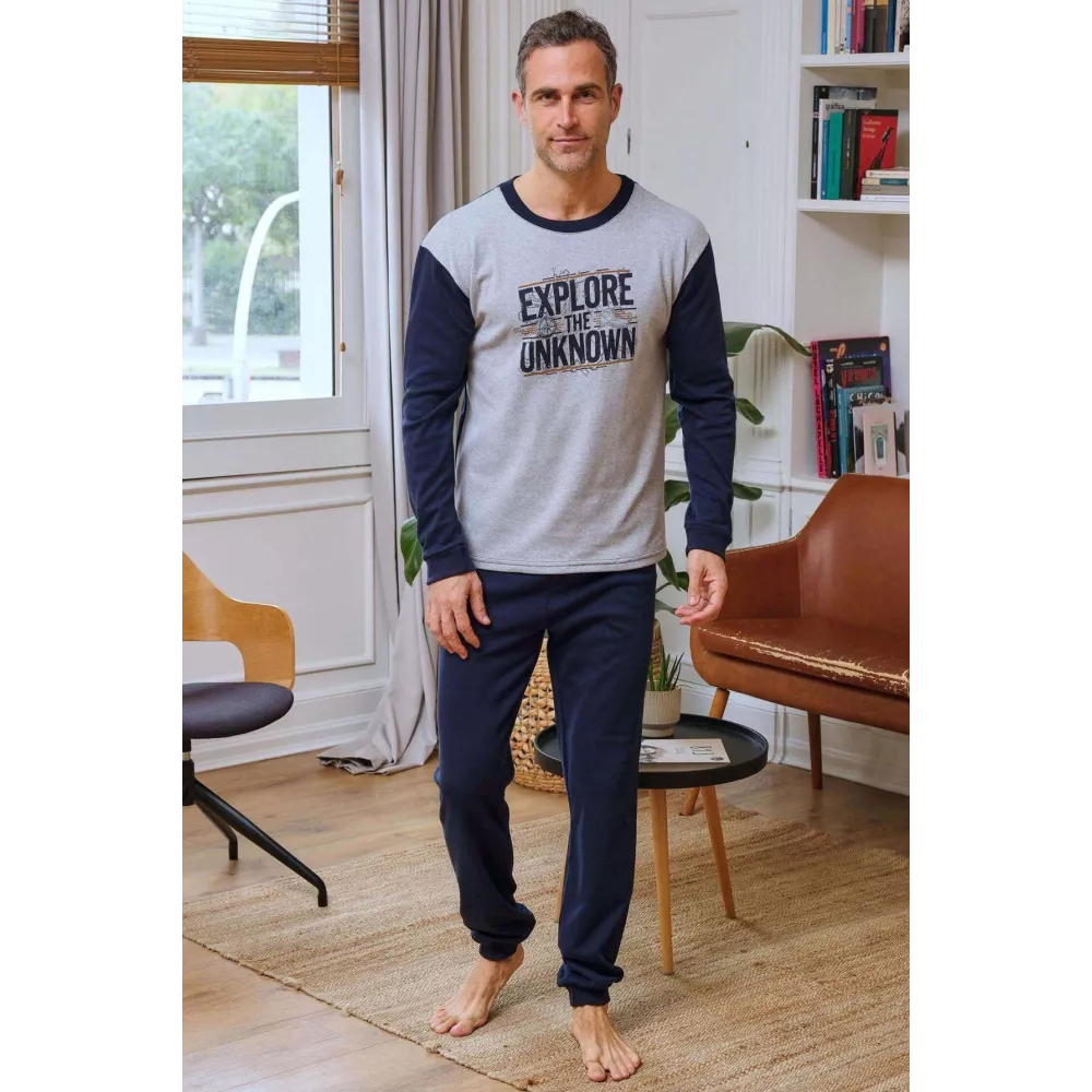 Pijama masculino de inverno 265654 cinza Muslher