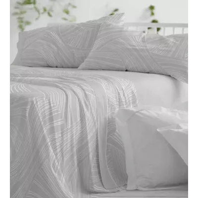 Juego de cama Franela 580 Gris Burrito Blanco