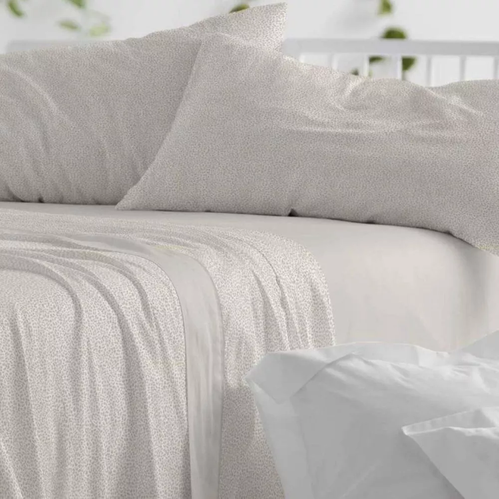 Juego de cama Franela 581 Gris Burrito Blanco