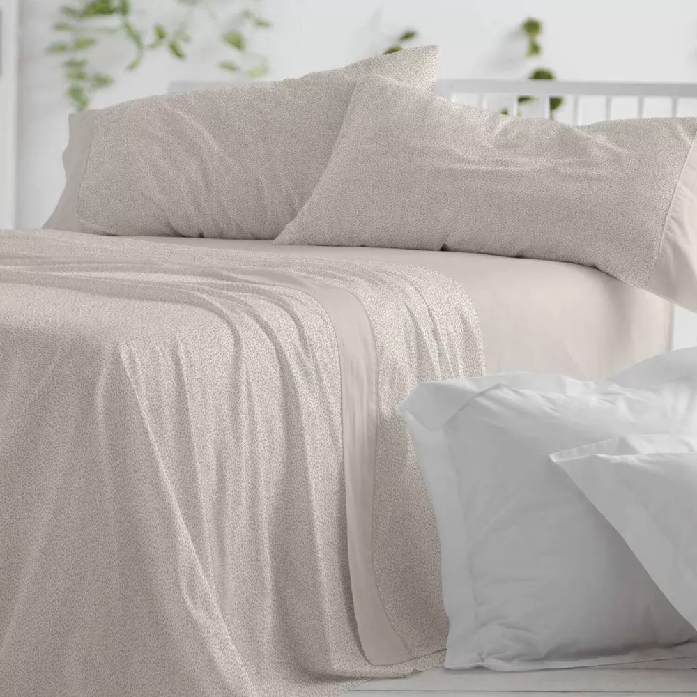 Juego de cama Franela 581 Gris Burrito Blanco