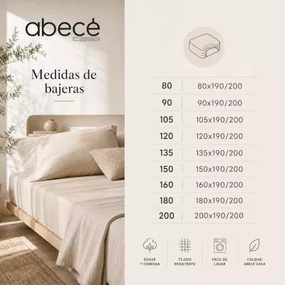 Llençol Baixera Poli 50% Cotó 50% Poliéster Abecé Casa - 16 Colors